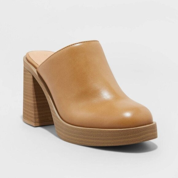 Universal Thread Shoes - Universal Thread Women's Tan Tess Platform Mule Heels - Size 10, NWT